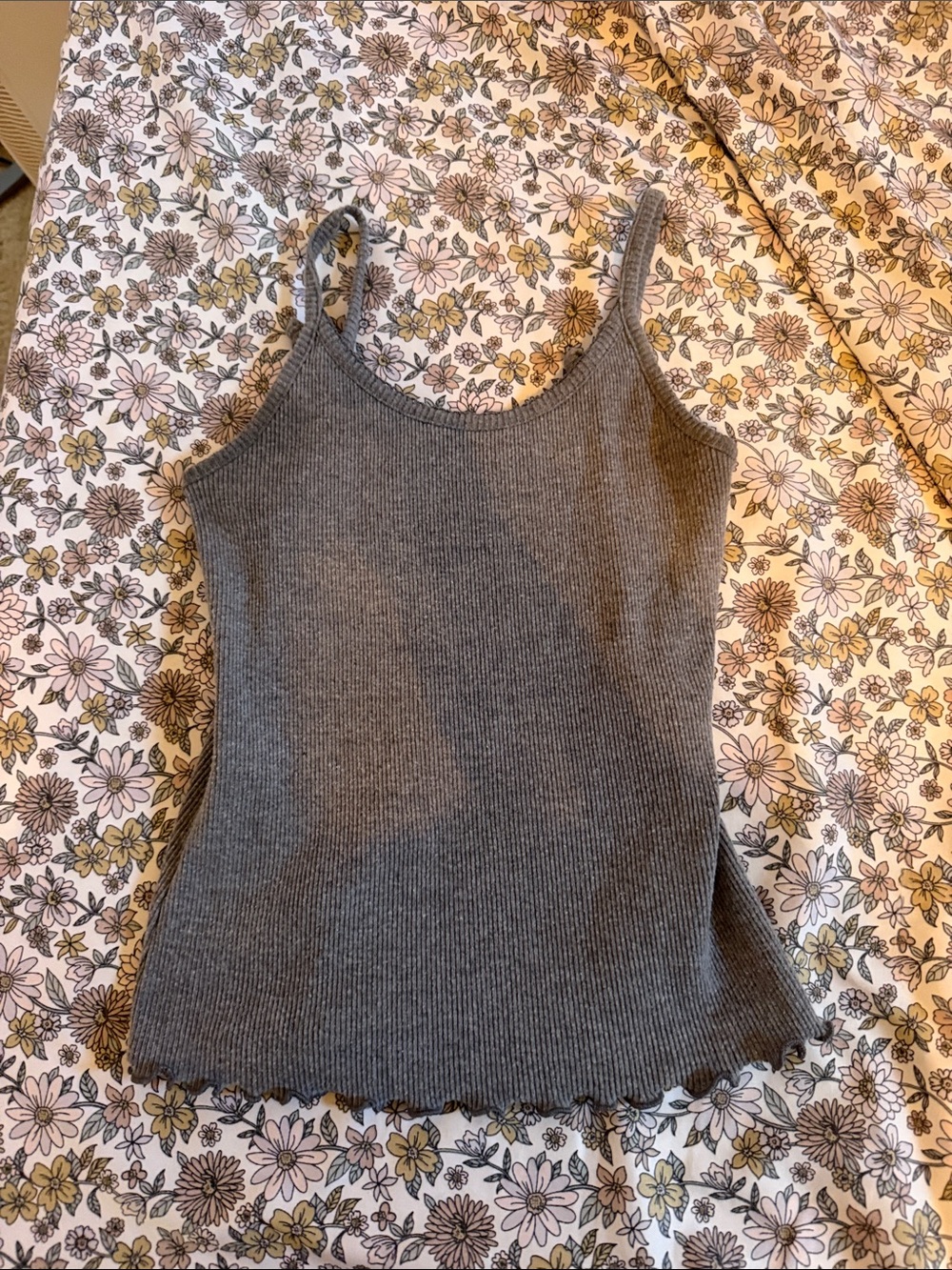 SO Gray Ribbed Scoop Neck Tank